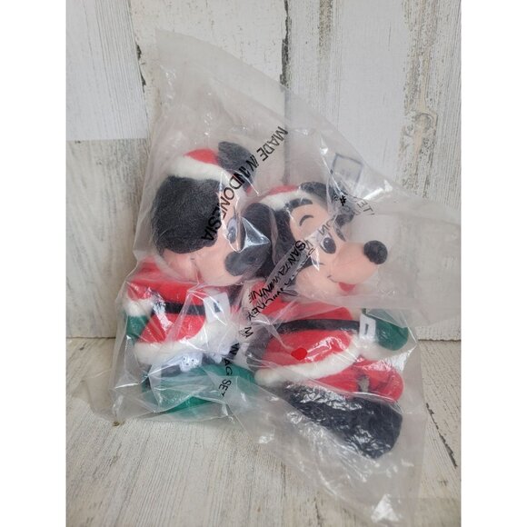 Santa Claus Mickey Minnie Mouse plush set xmas - Picture 1 of 7